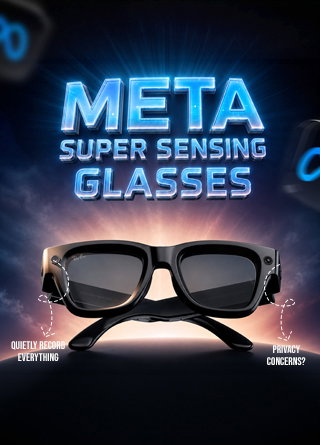 TechDogs-"Meta Testing Super Sensing AI Glasses: Will Always-On Cameras Kill Privacy?" TechDogs-"Meta Testing Super Sensing AI Glasses: Will Always-On Cameras Kill Privacy?"