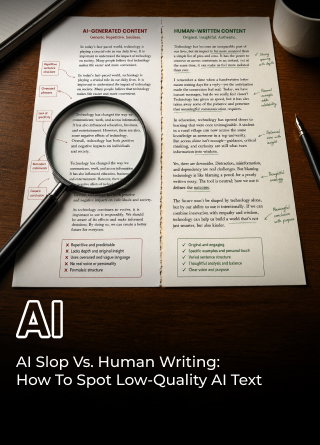 TechDogs-"AI Slop Vs. Human Writing: How To Spot Low-Quality AI Text" TechDogs-"AI Slop Vs. Human Writing: How To Spot Low-Quality AI Text"