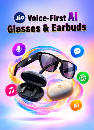 TechDogs-"Jio Unveils Voice-First AI Glasses And TWS Earbuds At IMC 2026" TechDogs-"Jio Unveils Voice-First AI Glasses And TWS Earbuds At IMC 2026"