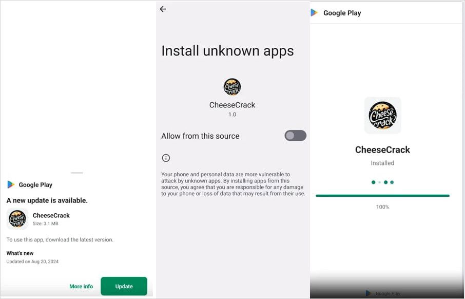 TechDogs-"What Is ClayRat And How Does It Spread?"-"ClayRat Spyware Fake Google Play App Installation Prompt"