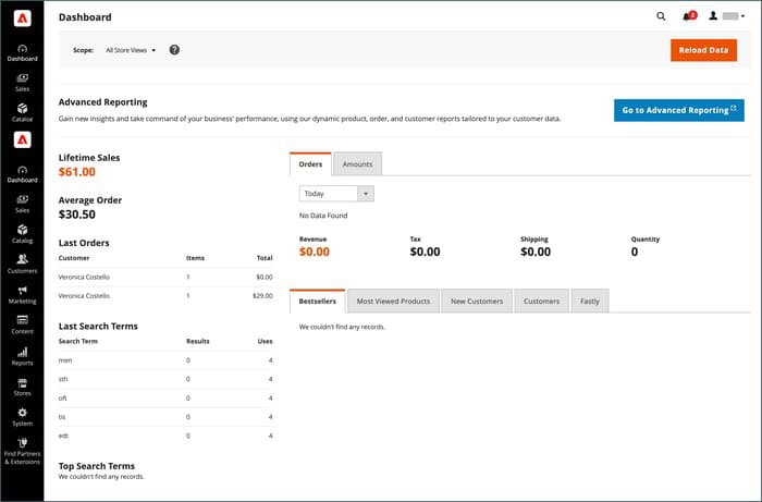 TechDogs-"Adobe Commerce: Best Customization"-"A Dashboard Image Of Adobe Commerce E-Commerce Platforms Of 2026"