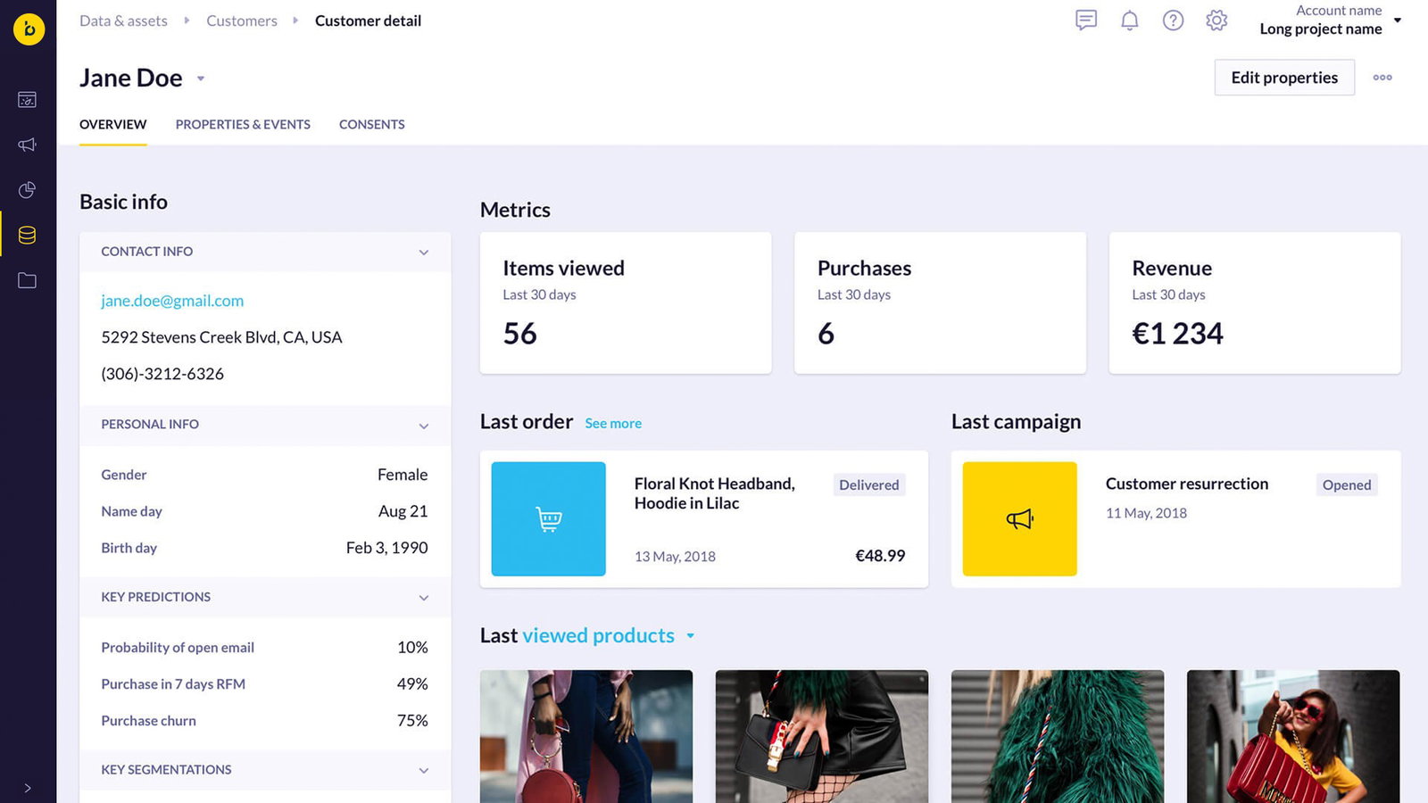TechDogs-"Bloomreach: Best AI Features"-"An Image Of The Customer Detail Tab On The Bloomreach Platform"