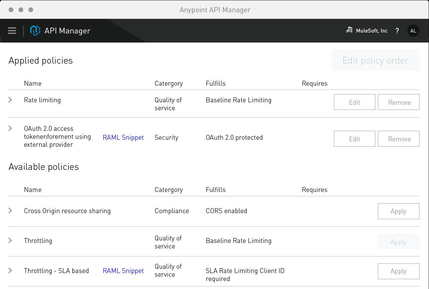 TechDogs-"MuleSoft Anypoint Platform By Salesforce: Best Overall"-"A Screenshot Of The API Manager Page On Salesforce's MuleSoft Anypoint Platform"
