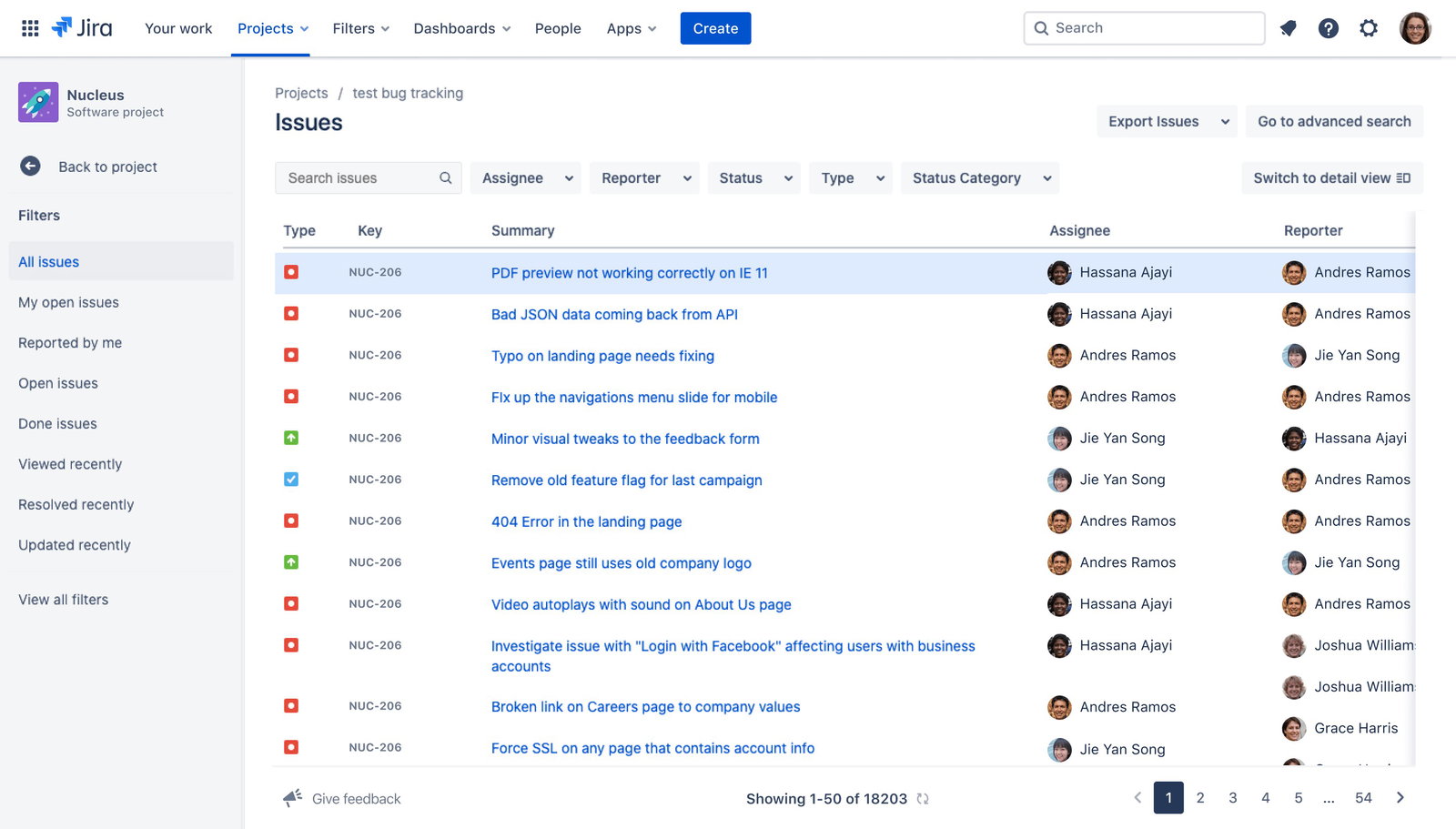 TechDogs-"Jira: Best For Enterprise"-"A Screenshot Of The All Issues Tab On The Jira Platform"