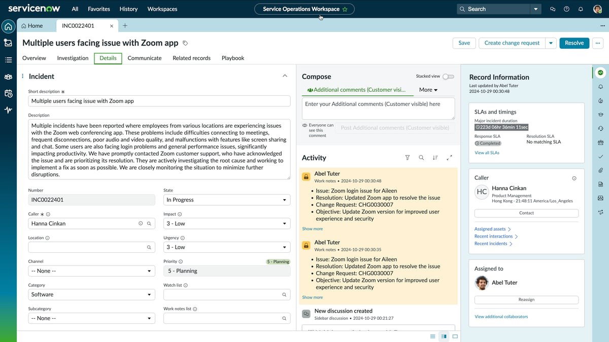 TechDogs-"ServiceNow IT Service Management: Best for Scalability"-"Screenshot Of ServiceNow ITSM Dashboard"