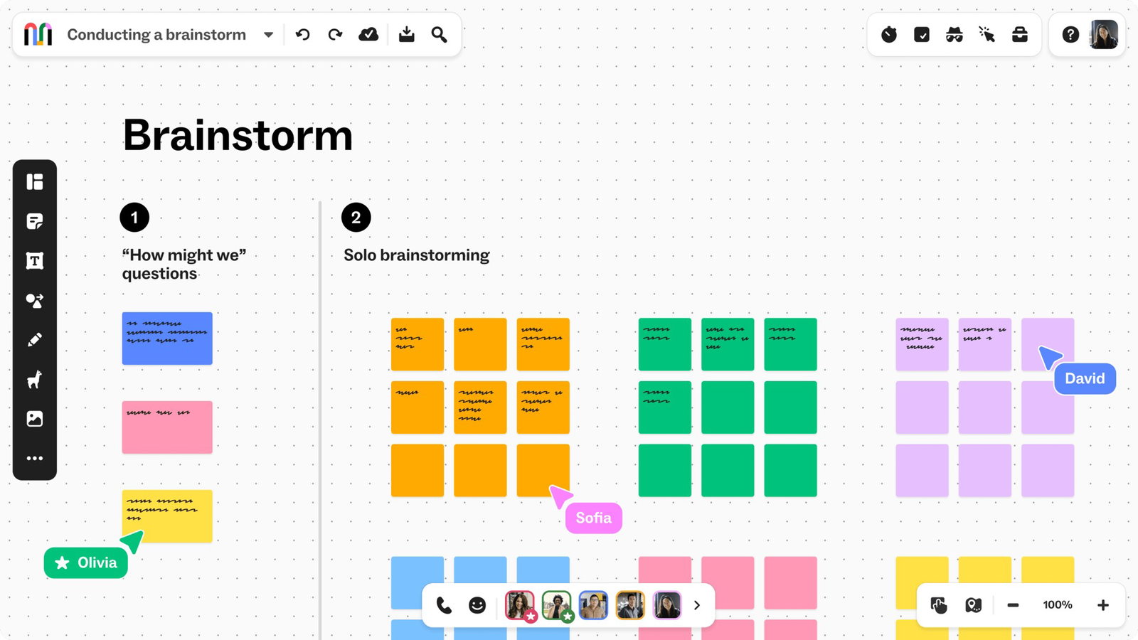 TechDogs-"Mural: Best User Experience"-"A Screenshot Of The Brainstorm Page On The Mural Platform"