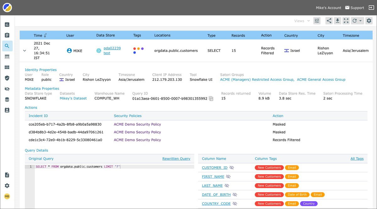 TechDogs-"Satori: Best for Integration"-"Screenshot Of Satori Dashboard"