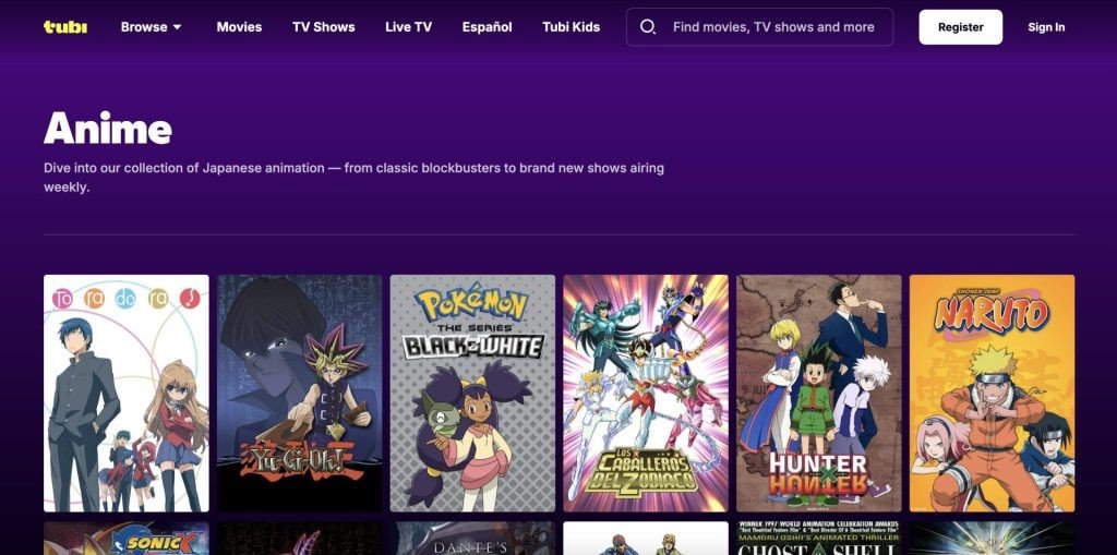 TechDogs-"Tubi"-"A Screenshot Of Home Page Of The Tubi Platform"