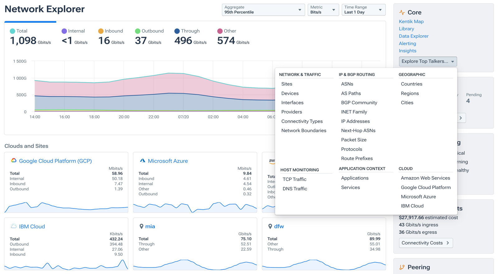 TechDogs-"Kentik: Best AI Features"-"A Screenshot Of The Network Explorer Tab On The Kentik Platform"