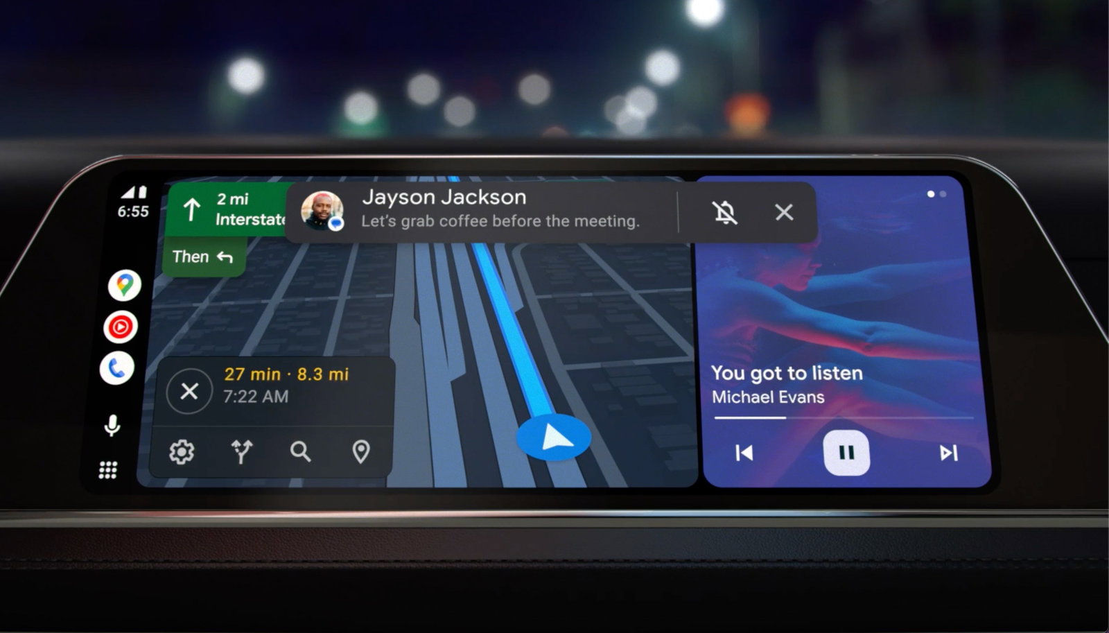TechDogs-"Apple CarPlay Vs. Android Auto: Which Has The Better Interface?"-"Image Of Android Auto Interface"