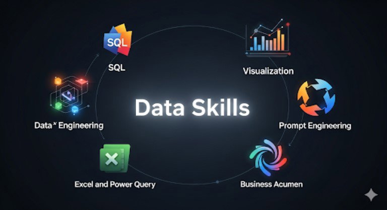 TechDogs-"Top 5 In-Demand Technical Data Skills"-"An Image Showing Data Skills"