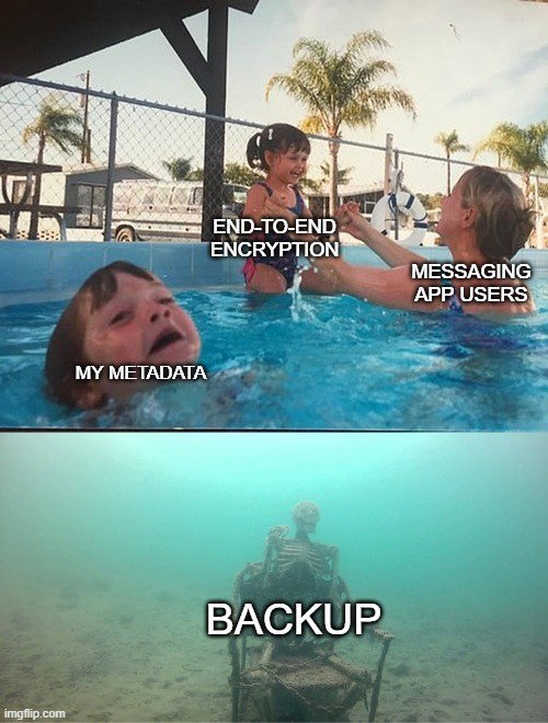 TechDogs-"What Makes A Private Messaging App Truly Secure?"-"A Meme Showing Users Admiring E2EE And Compromising Other Security Aspects"