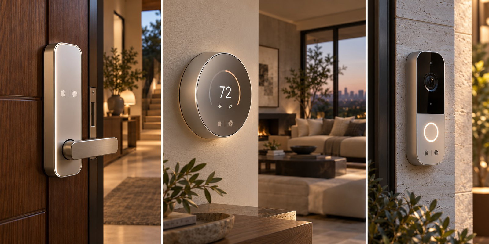 TechDogs-"What Smart Home Devices Will Apple And LG Offer?"-"A Representative Image Depicting Apple And LG Smart Locks, Thermostats, And Doorbells" TechDogs-"What Smart Home Devices Will Apple And LG Offer?"-"A Representative Image Depicting Apple And LG Smart Locks, Thermostats, And Doorbells"