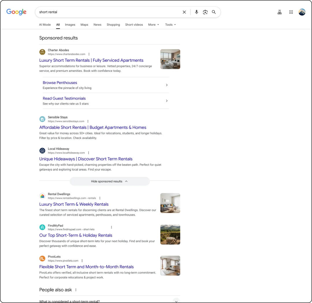 TechDogs-"An Image Showing Google's New Search Page Ads Design"