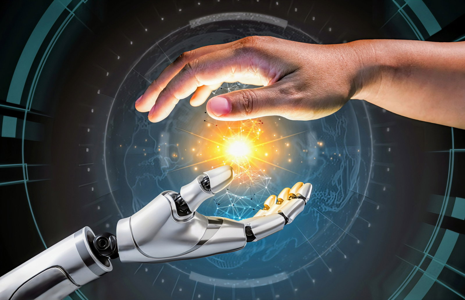 TechDogs-"AI Works Best When Humans Stay in Control"-"Image Of AI And Human Sync"