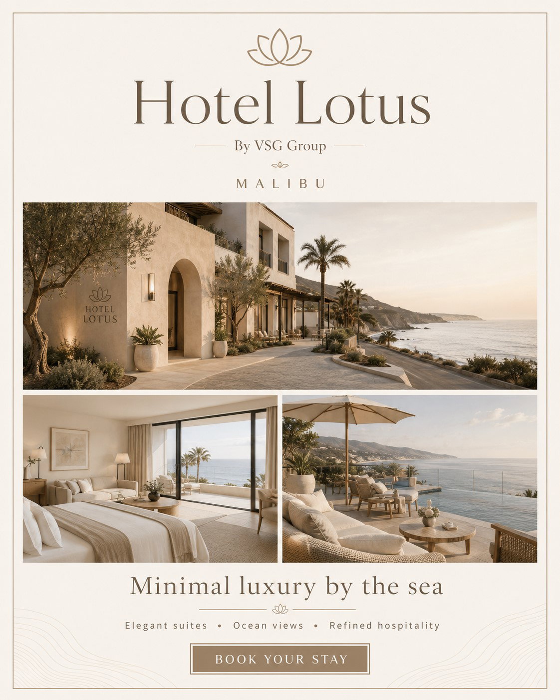TechDogs-"TechDogs Examples"-"An AI Generated Image Using ChatGPT Images 2.0 - A Series Of Minimalistic Hotel Ads In Four Different Languages - English"