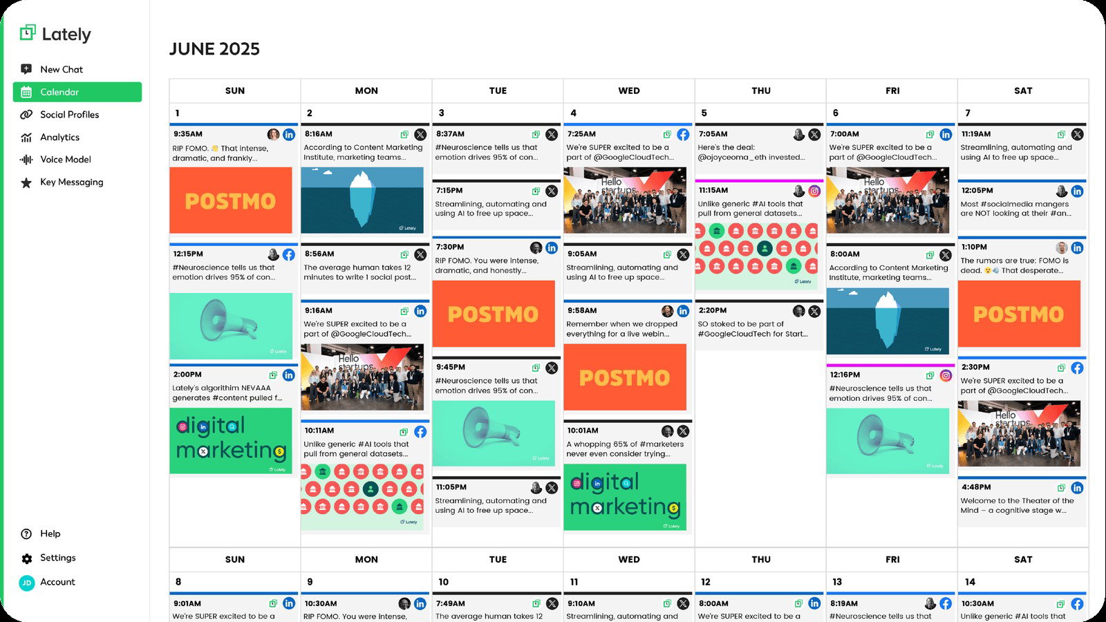 TechDogs-"Lately.ai"-"An Image Showing Calendar Section Of Lately.ai"