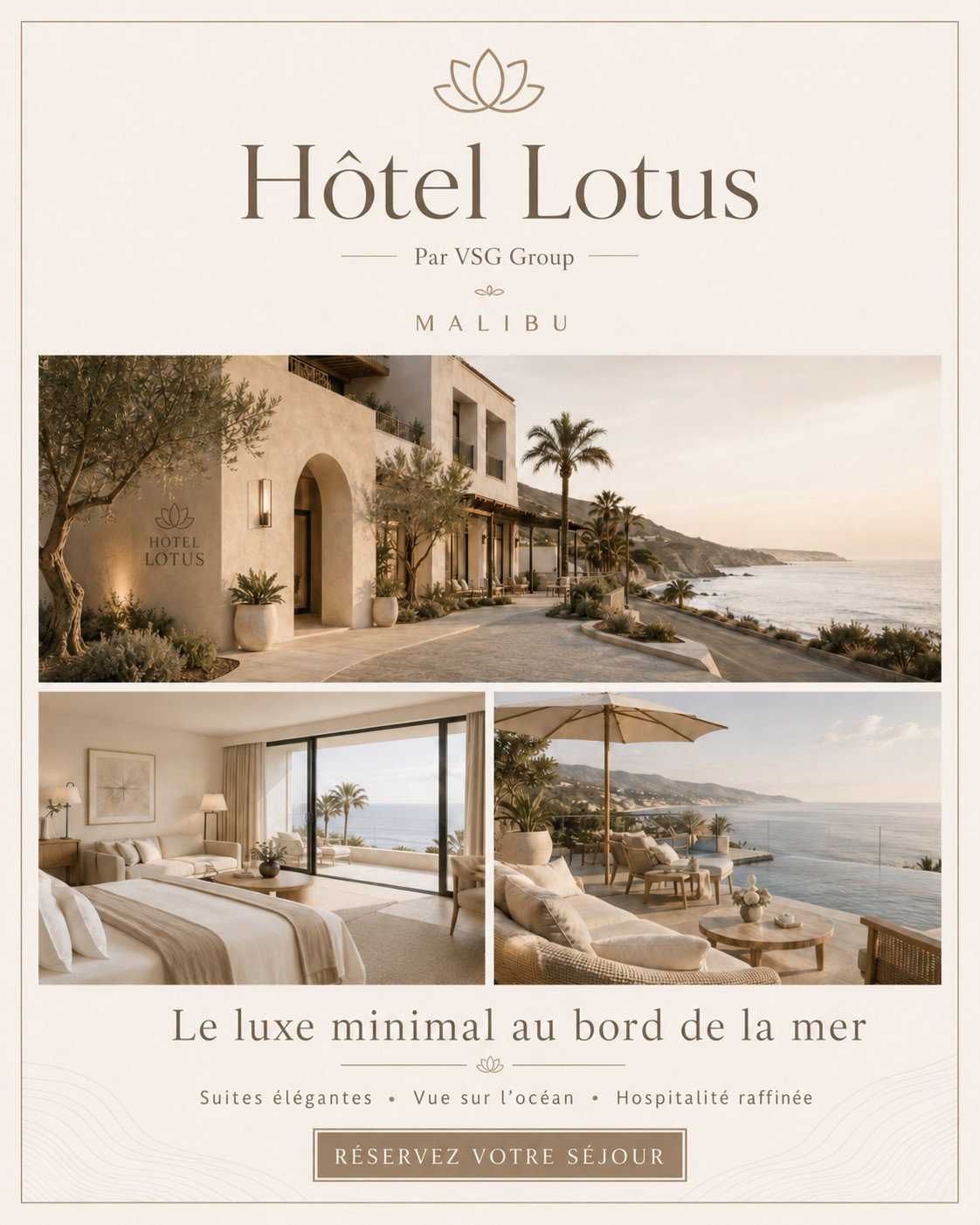 TechDogs-"TechDogs Examples"-"An AI Generated Image Using ChatGPT Images 2.0 - A Series Of Minimalistic Hotel Ads In Four Different Languages - French"