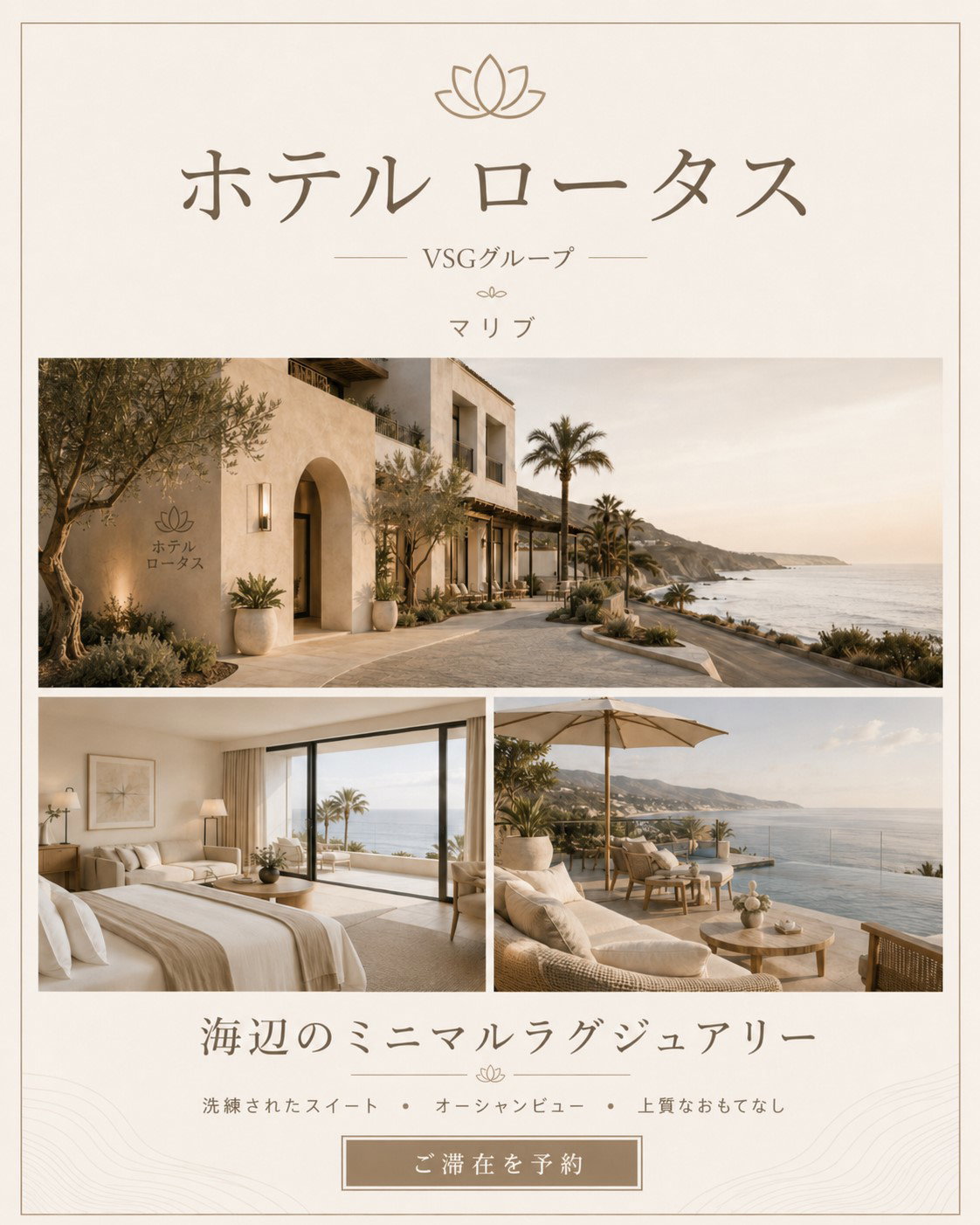 TechDogs-"TechDogs Examples"-"An AI Generated Image Using ChatGPT Images 2.0 - A Series Of Minimalistic Hotel Ads In Four Different Languages - Japanese"