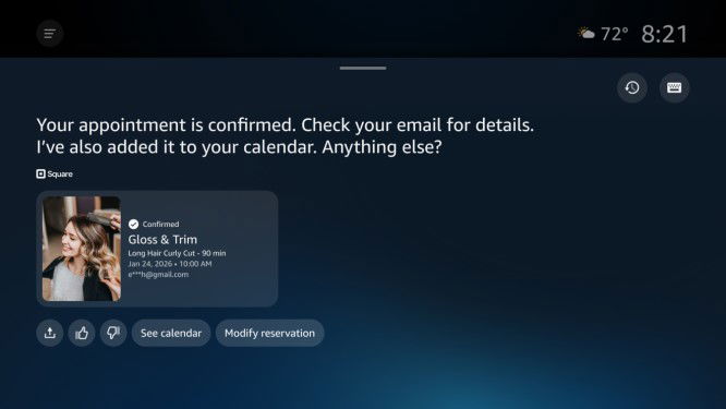 TechDogs-"Alexa Plus Confirming Salon Appointment With Calendar Integration And Booking Details"