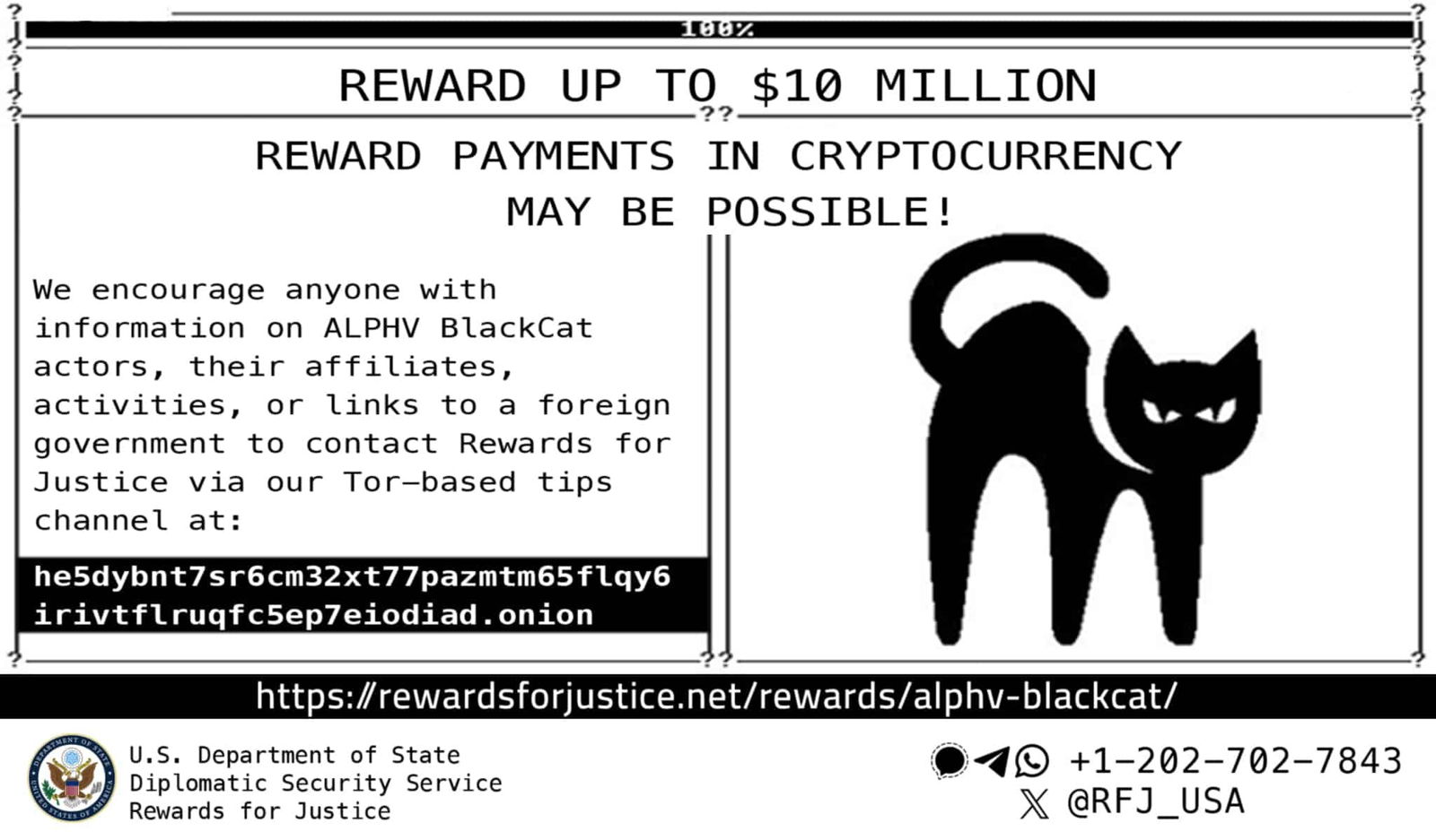 TechDogs-"Two Cybersecurity Professionals Plead Guilty To Using ALPHV BlackCat Ransomware"-"Rewards For Justice Poster Offering Up To $10 Million For Information On ALPHV BlackCat Ransomware Group"