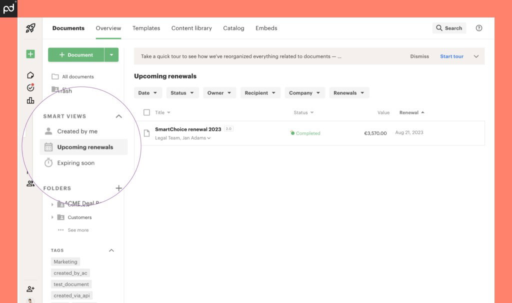TechDogs-"PandaDoc: Best User Experience (UX)"-"Screenshot Of PandaDoc Dashboard"