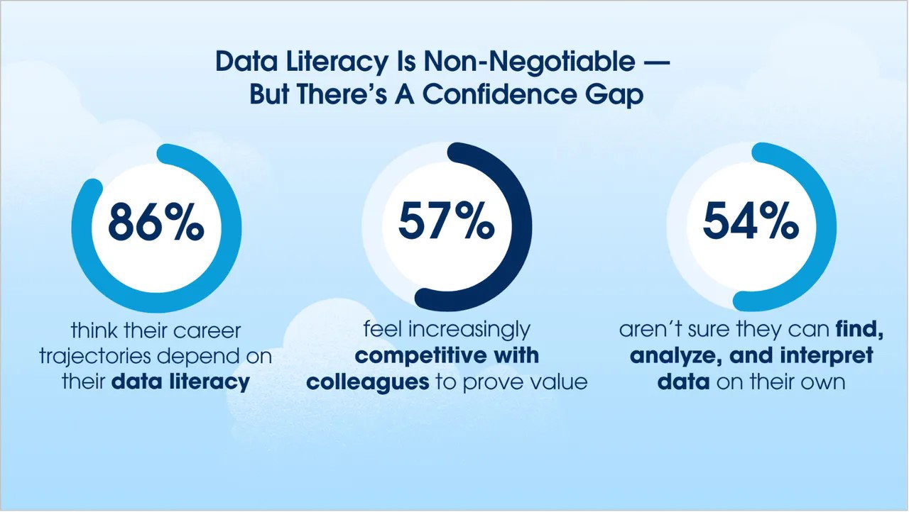 TechDogs-"Why Data Literacy Matters Today"-"Infographic Highlighting A Data Literacy Confidence Gap, Showing Percentages Of Professionals Who Value Data Skills But Lack Confidence In Analyzing And Interpreting Data Independently"