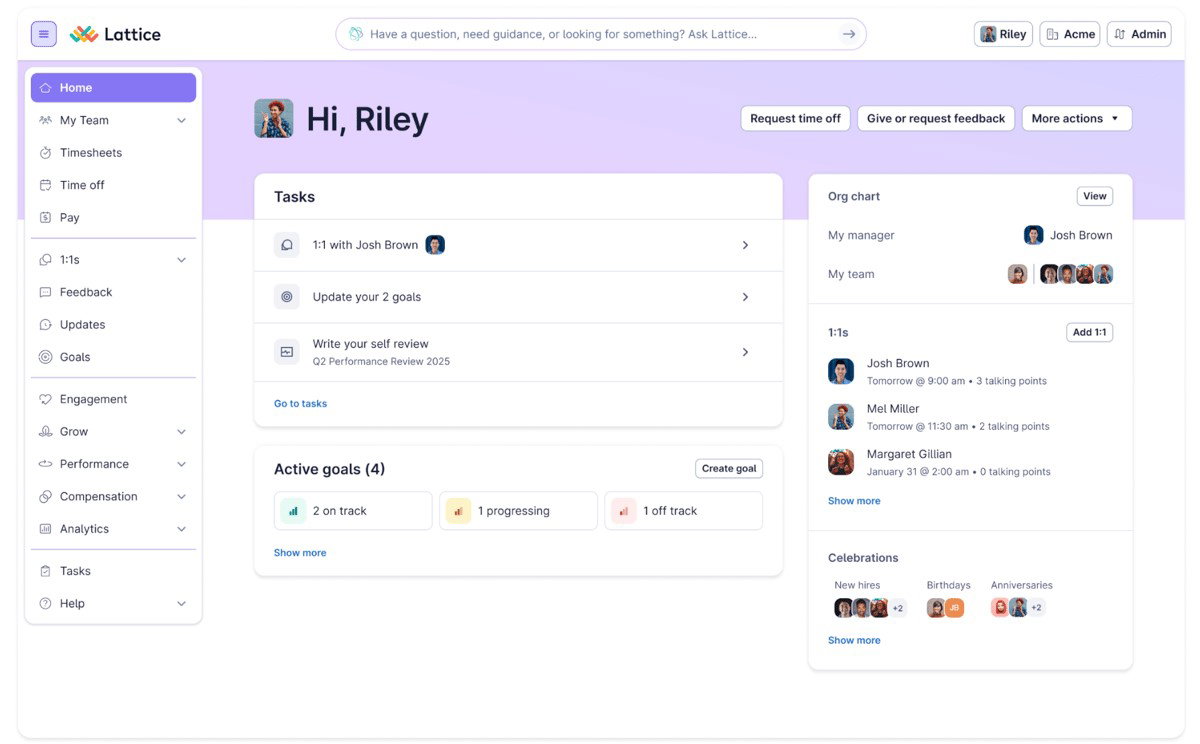 TechDogs-"Lattice: Best AI Features"-"Screenshot Of Lattice Dashboard"