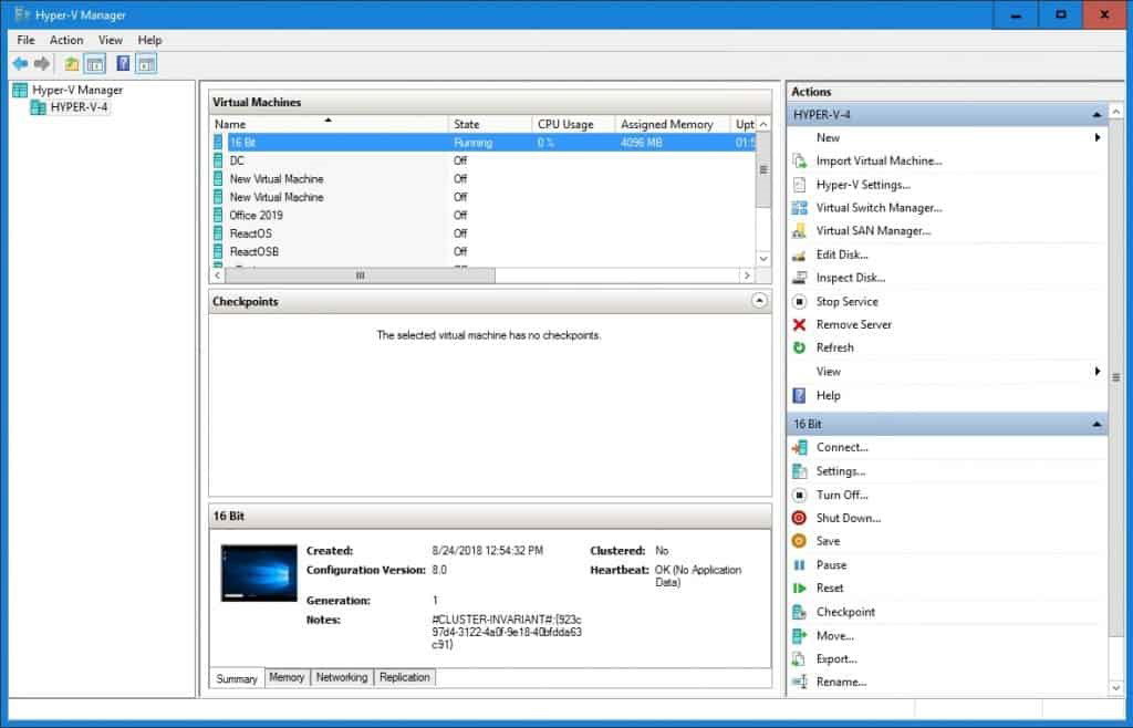 TechDogs-"Microsoft Hyper-V: Best For Integration"-"Screenshot Of Microsoft Hyper V Dashboard"
