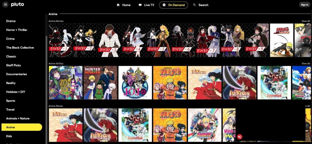 TechDogs-"Pluto TV"-"A Screenshot Of Home Page Of The Pluto TV Platform"