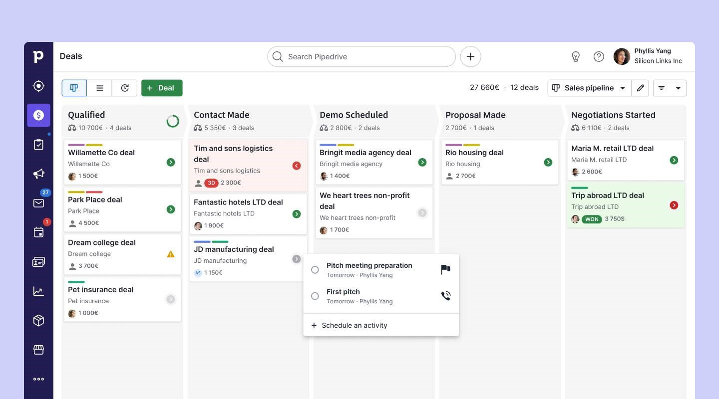 TechDogs-"Pipedrive: Best For Small Business"-"Screenshot Of Pipedrive Dashboard"