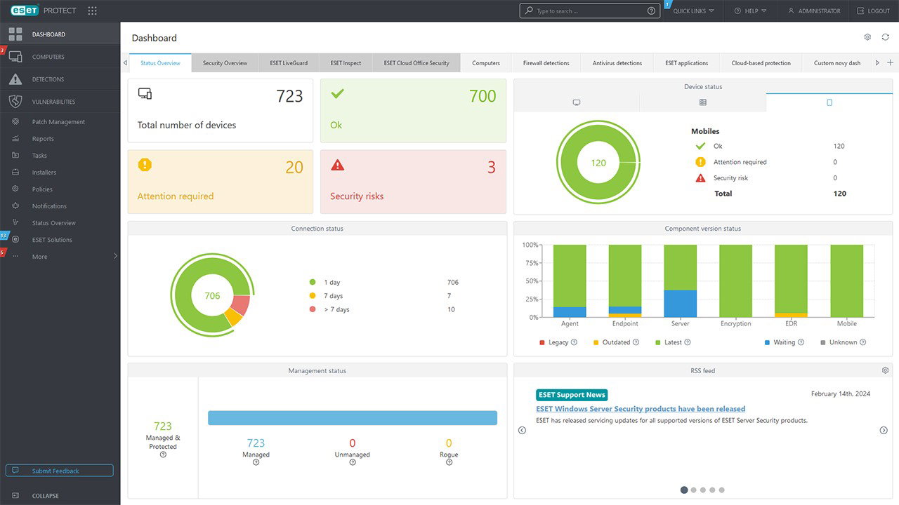 TechDogs-"ESET PROTECT: Best Value"-"A Screenshot Of The ESET PROTECT Dashboard"