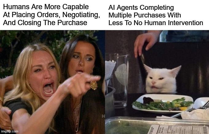 TechDogs-"Traditional E-Commerce Vs. Agentic Commerce"-"A Meme Showing The Conflict Between Traditional E-Commerce And Agentic Commerce"