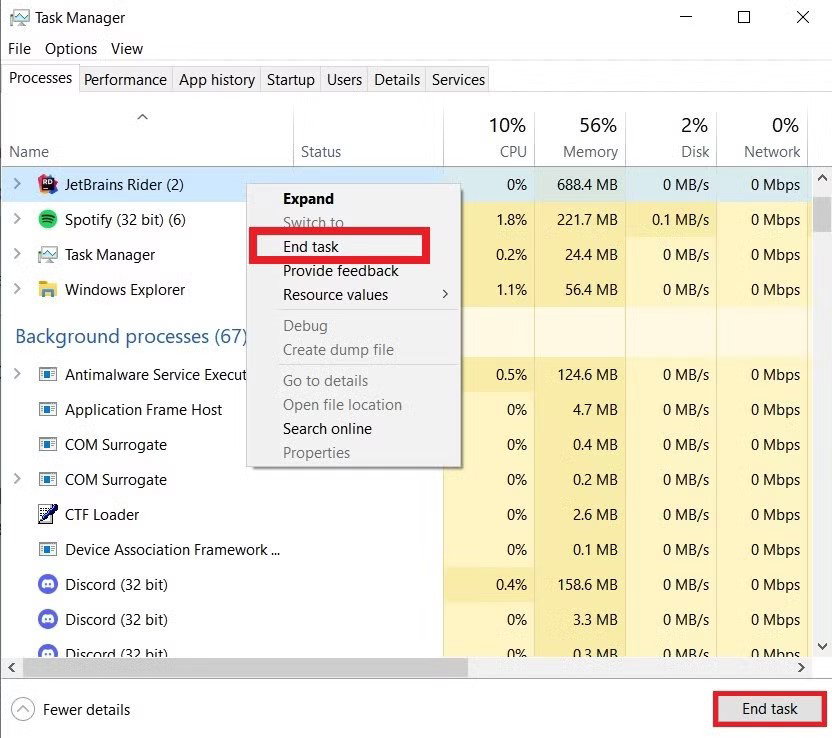TechDogs-"Close Unnecessary Background Apps And Recording Tools"-"An Image Of Windows Task Manager And How To Close Unnecessary Background Apps"