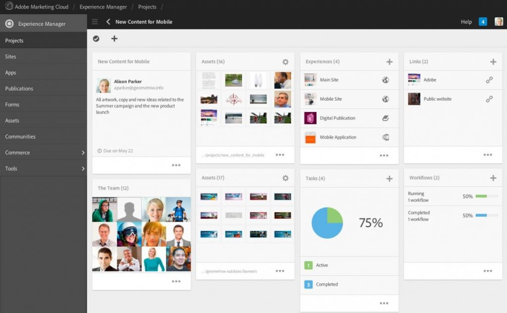 TechDogs-"Adobe Experience Manager: Best For Enterprise"-"An Image Of The Projects Tab On The Adobe Experience Manager Platform"