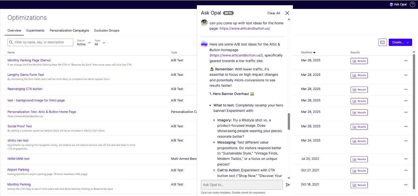 TechDogs-"Optimizely Web Experimentation: Best Overall"-"A Screenshot Of The Overview Tab On The Optimizations Page On The Optimizely Web Experimentation Platform"