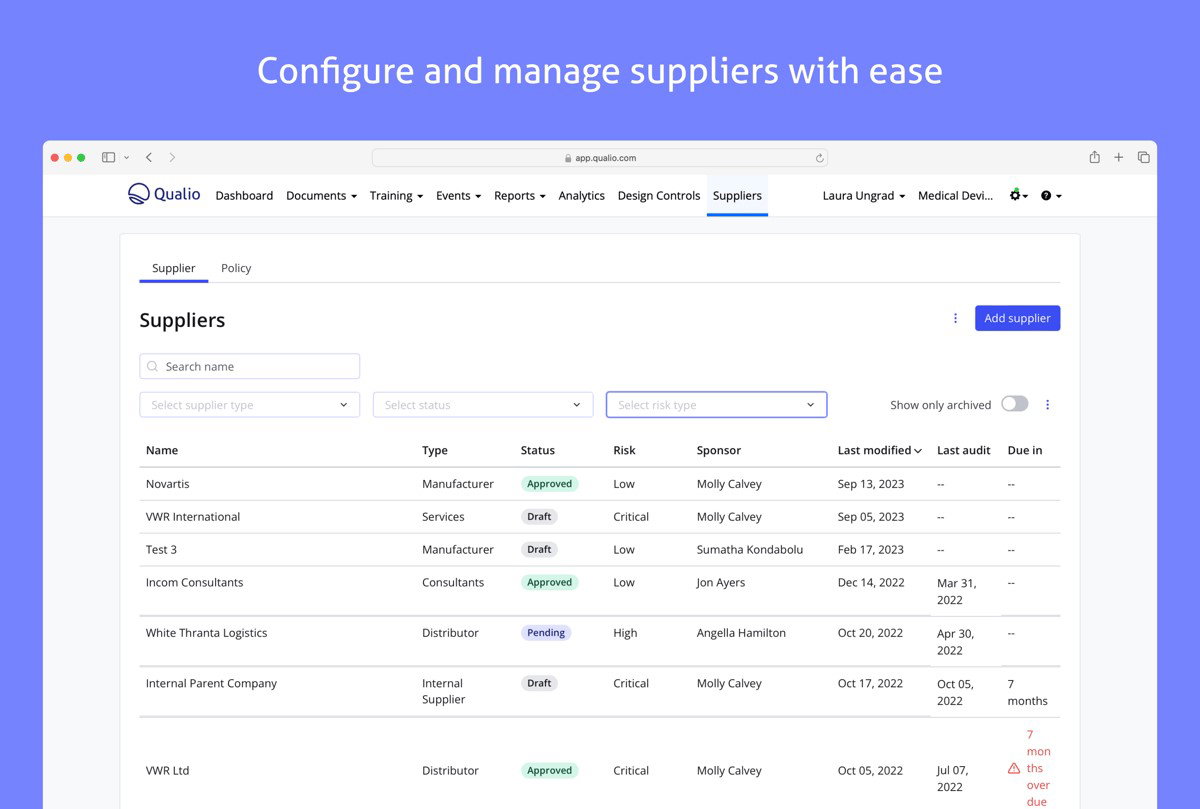 TechDogs-"Qualio: Best for Scalability"-"Screenshot Of Qualio Dashboard"