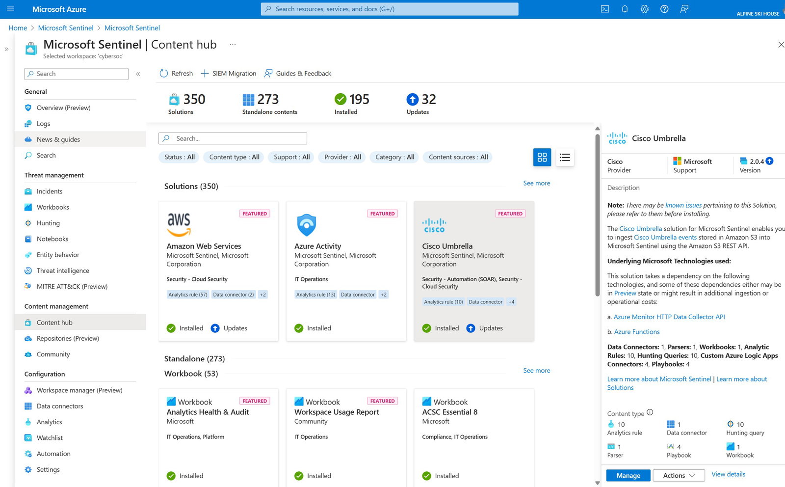 TechDogs-"Microsoft Sentinel: Best Value"-"A Screenshot Of The Content Hub Tab On The Microsoft Sentinel Platform"