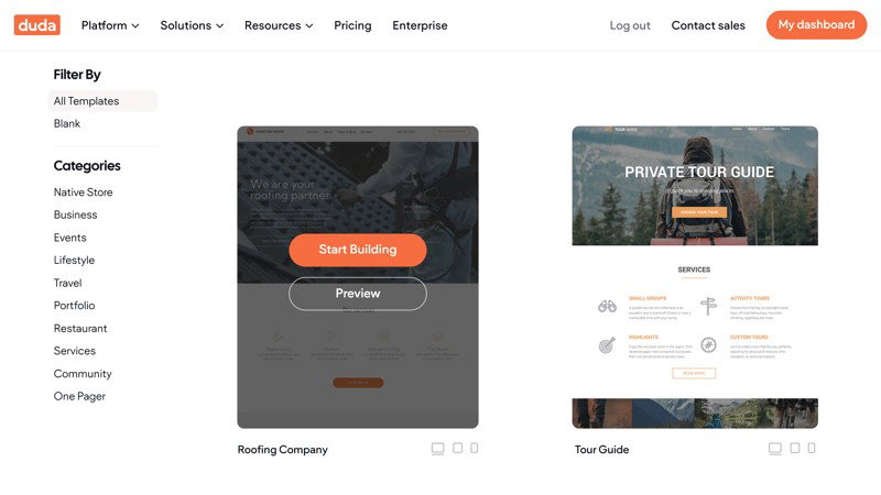 TechDogs-"Duda: Best for Scalability"-"Screenshot Of Duda Dashboard"