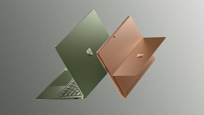 TechDogs-"Surface Laptop 8: Key Specifications"-"An Image Of The Microsoft Surface Laptop 8 (Jade) And Microsoft Surface Pro 12 (Dune)"