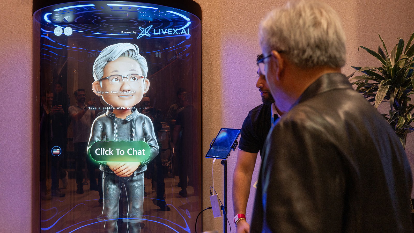 TechDogs-"An Image Of A Holographic AI Agent Called Toy Jensen AKA TJ Based On NVIDIA CEO Jensen Huang"