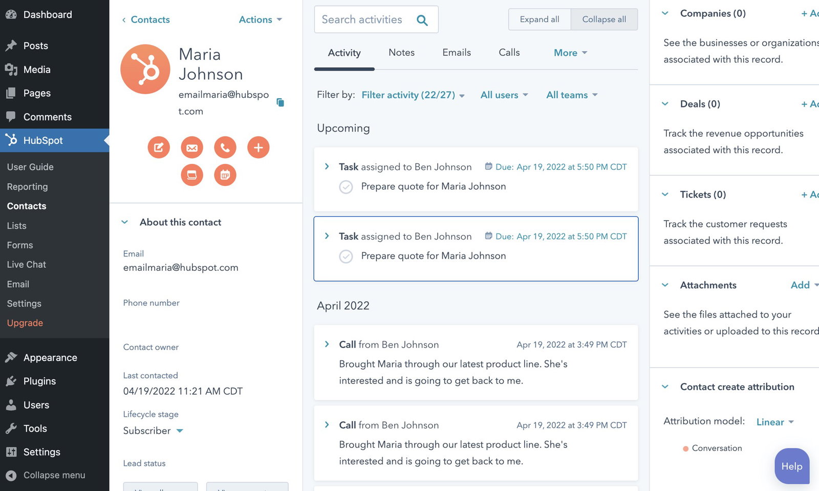 TechDogs-"HubSpot: Best For Integration"-"Screenshot Of HubSpot Dashboard"