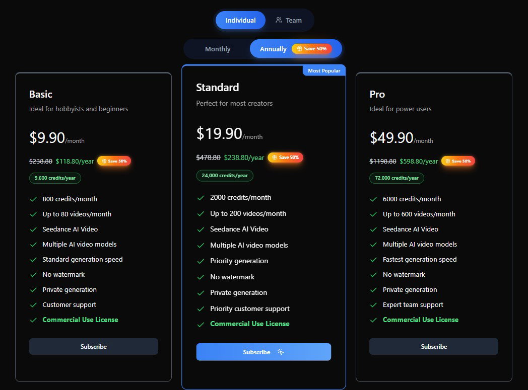 TechDogs-"Seedance 2.0 Pricing"-"Image Showing Pricing Section Of Seedance 2.0"