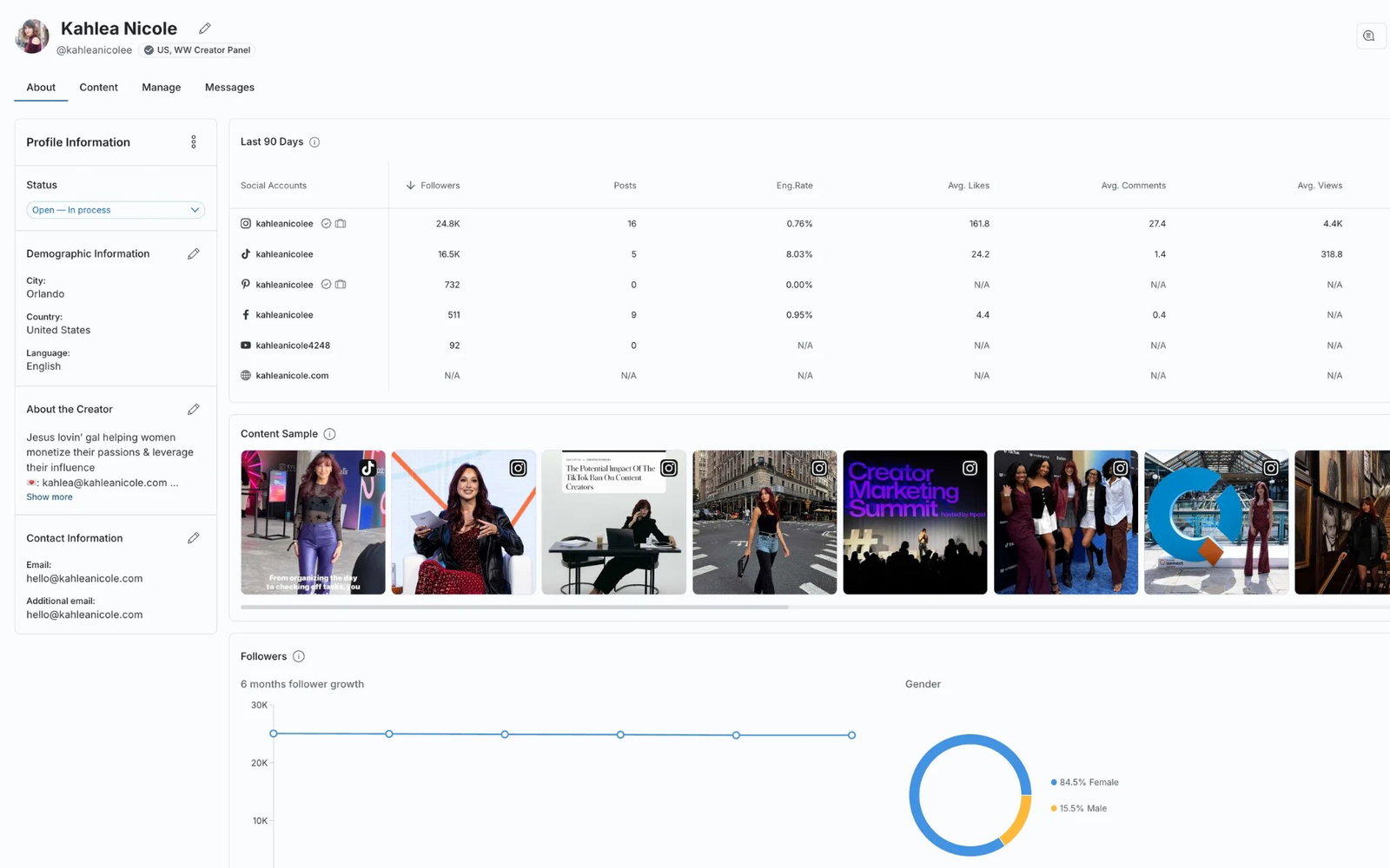 TechDogs-"CreatorIQ: Best For Integration"-"A Screenshot Of The Influence About Tab On The CreatorIQ Platform"