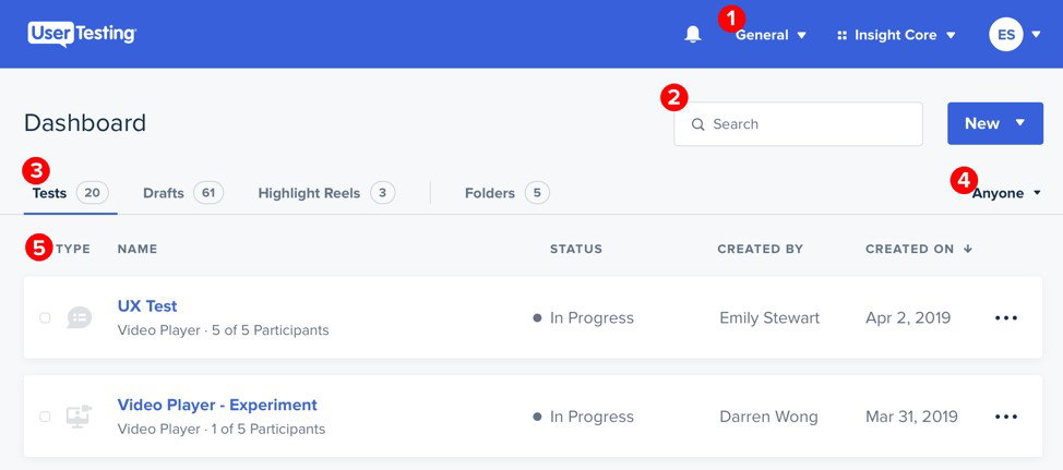 TechDogs-"UserTesting: Best User Experience"-"Screenshot Of  UserTesting Dashboard"
