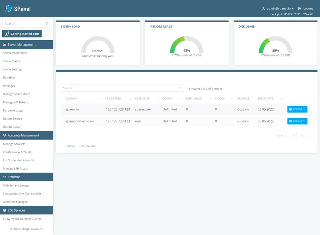 TechDogs-"LiteSpeed Web Server: Best for Integration"-"Screenshot Of LiteSpeed Web Server Dashboard"