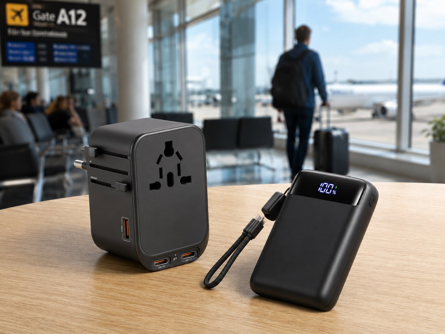 TechDogs-"Portable Chargers And Travel Adapters"-"An Image Of A Portable Charger And A Universal Travel Adapter"