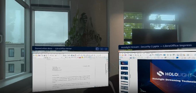 TechDogs-"SPECS Can Become A Portable AR Workspace"-"Image Showing Virtual Workspace Setup Created With SPECS AR Glasses"