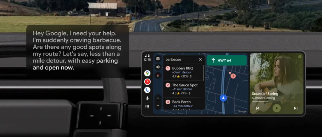 TechDogs-"An Image Depicting Google's Gemini Capabilities In Android Auto"