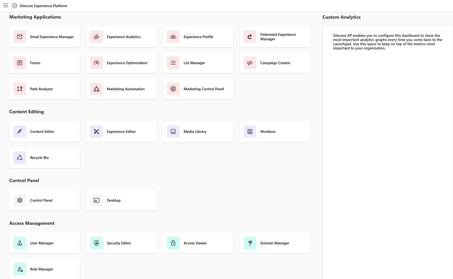 TechDogs-"Sitecore: Best For Integration"-"An Image Of The Sitecore Experience Platform Dashboard"